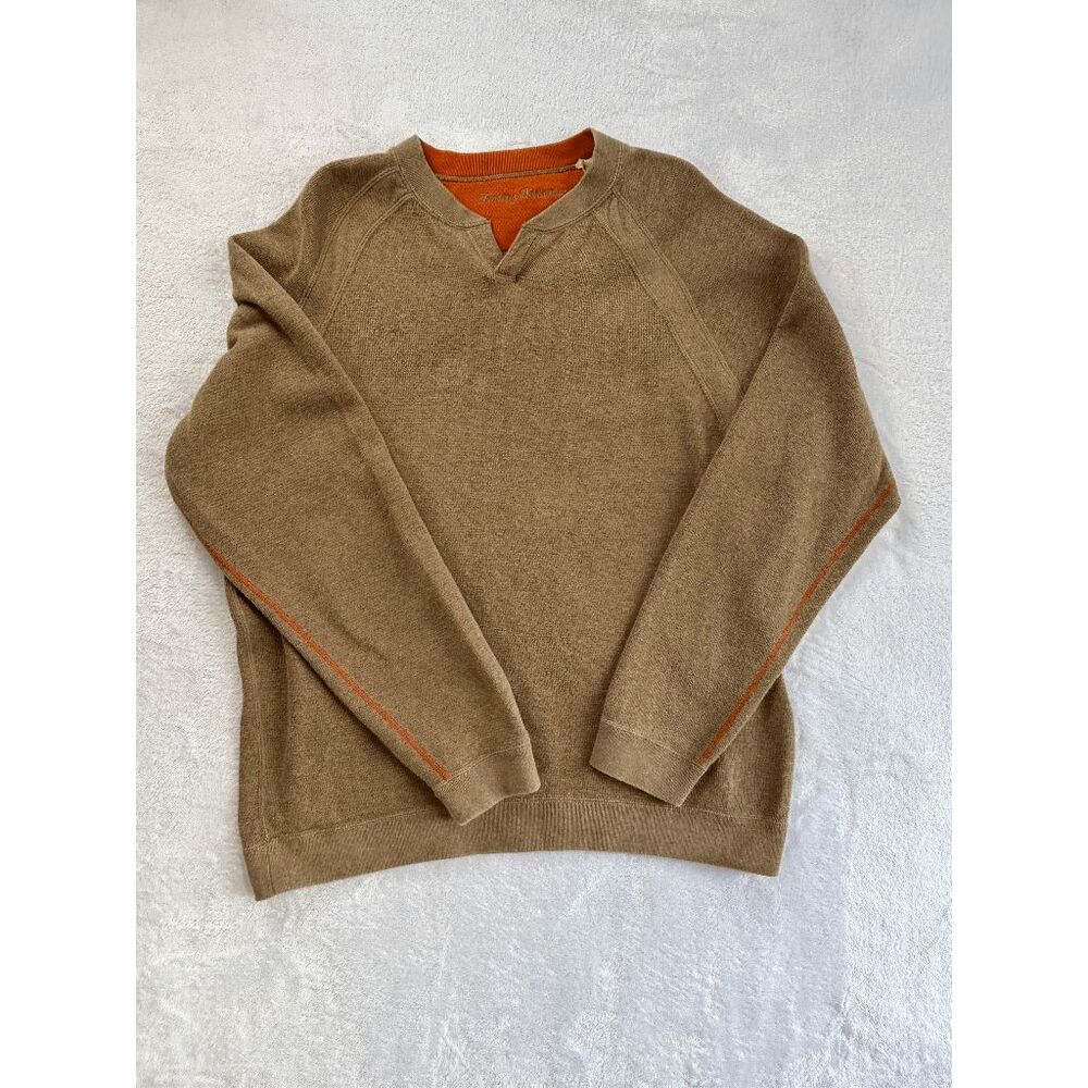 Tommy Bahama 100% Cotton Tan & Orange Pullover Size XL, Spring, Comfortable